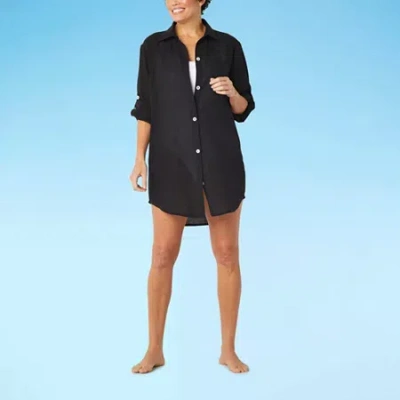Sonnet Shores Womens Dress Swimsuit Cover-up In Black