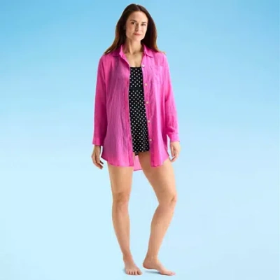 Sonnet Shores Womens Dress Swimsuit Cover-up In Pink