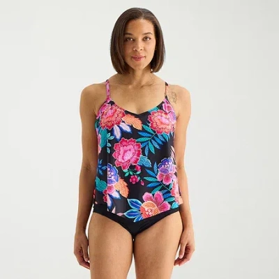 Sonnet Shores Womens Floral Tankini Swimsuit Top In Multi