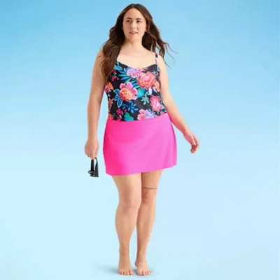 Sonnet Shores Womens Plus Swim Skirt In Pink