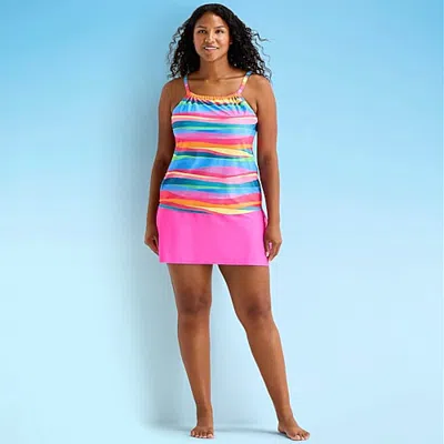 Sonnet Shores Womens Plus Swim Skirt In Pink