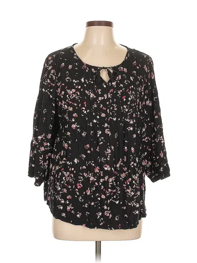 Pre-owned Sonoma Goods For Life 3/4 Sleeve Blouse In Black