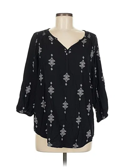 Pre-owned Sonoma Goods For Life 3/4 Sleeve Blouse In Black