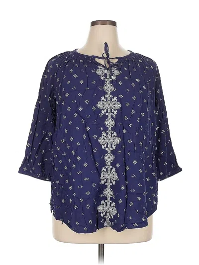 Pre-owned Sonoma Goods For Life 3/4 Sleeve Blouse In Blue