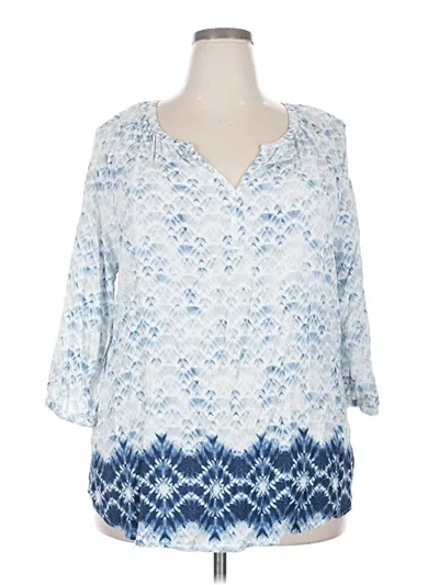 Pre-owned Sonoma Goods For Life 3/4 Sleeve Blouse In Blue