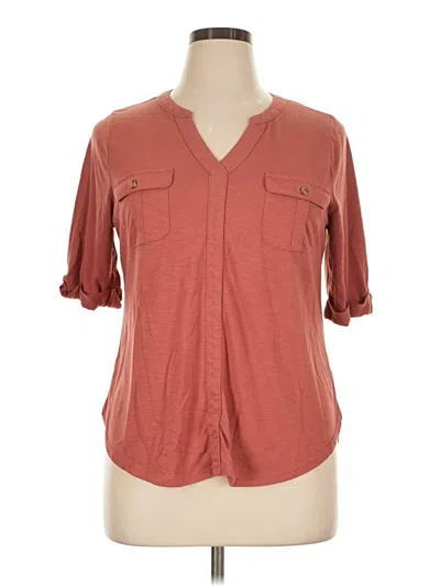 Pre-owned Sonoma Goods For Life 3/4 Sleeve Blouse In Brown