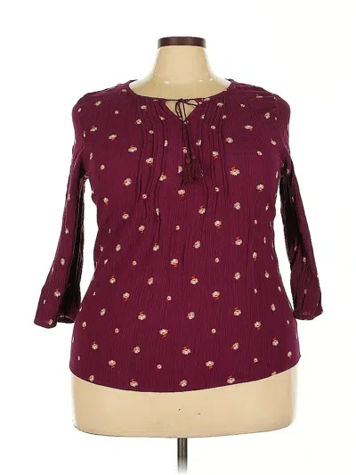 Pre-owned Sonoma Goods For Life 3/4 Sleeve Blouse In Burgundy