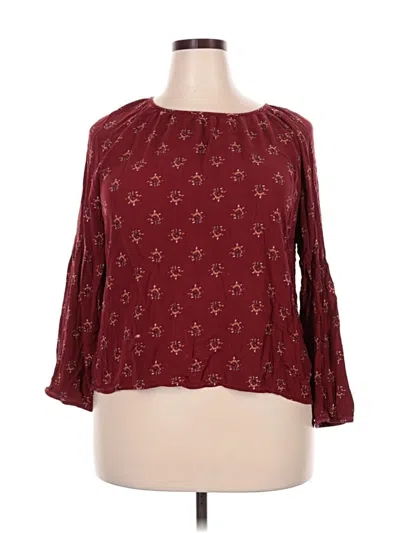 Pre-owned Sonoma Goods For Life 3/4 Sleeve Blouse In Burgundy