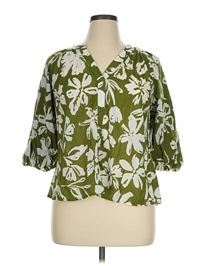 Pre-owned Sonoma Goods For Life 3/4 Sleeve Blouse In Green
