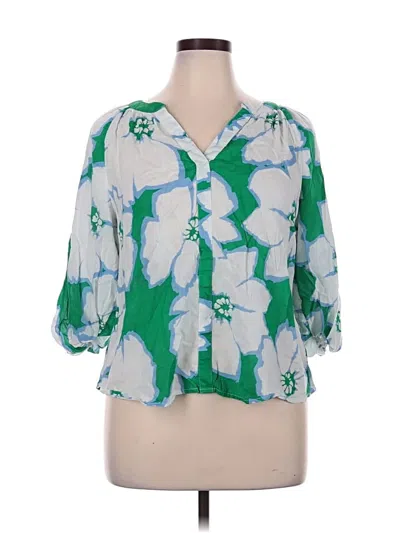 Pre-owned Sonoma Goods For Life 3/4 Sleeve Blouse In Green