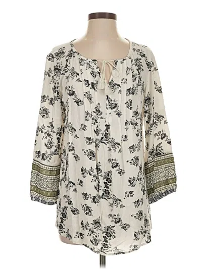 Pre-owned Sonoma Goods For Life 3/4 Sleeve Blouse In Ivory