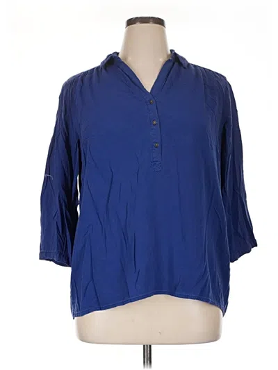 Pre-owned Sonoma Goods For Life 3/4 Sleeve Button Down Shirt In Blue