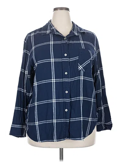 Pre-owned Sonoma Goods For Life 3/4 Sleeve Button Down Shirt In Blue