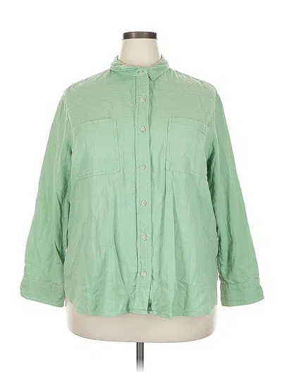 Pre-owned Sonoma Goods For Life 3/4 Sleeve Button Down Shirt In Green
