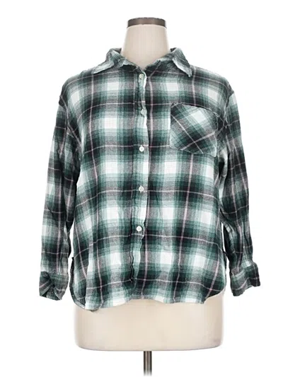 Pre-owned Sonoma Goods For Life 3/4 Sleeve Button Down Shirt In Green