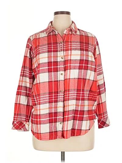 Pre-owned Sonoma Goods For Life 3/4 Sleeve Button Down Shirt In Red