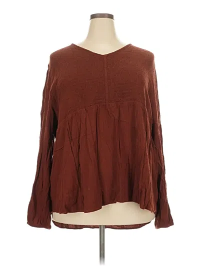 Pre-owned Sonoma Goods For Life Long Sleeve Blouse In Brown