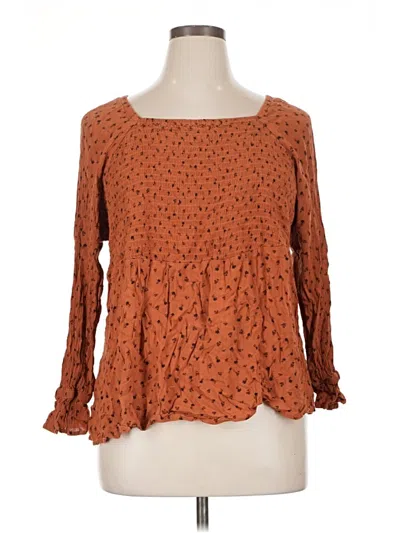 Pre-owned Sonoma Goods For Life Long Sleeve Blouse In Brown