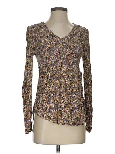 Pre-owned Sonoma Goods For Life Long Sleeve Blouse In Brown