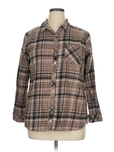 Pre-owned Sonoma Goods For Life Long Sleeve Button Down Shirt In Brown