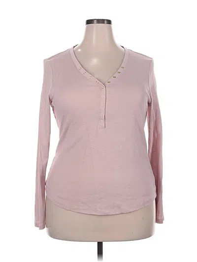 Pre-owned Sonoma Goods For Life Long Sleeve Henley Shirt In Pink