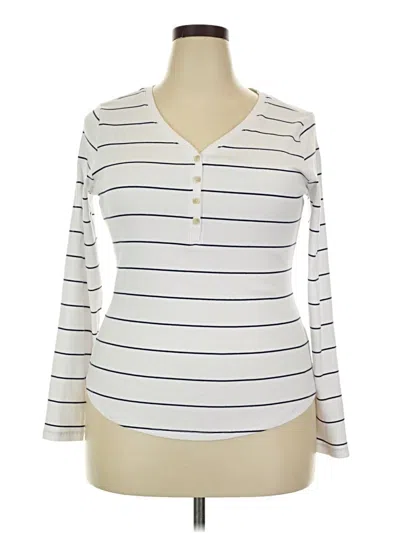 Pre-owned Sonoma Goods For Life Long Sleeve Henley Shirt In White