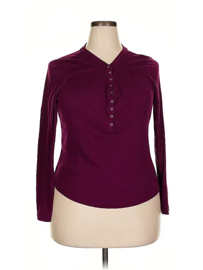 Pre-owned Sonoma Goods For Life Long Sleeve Top Burgundy Keyhole Neckline Tops