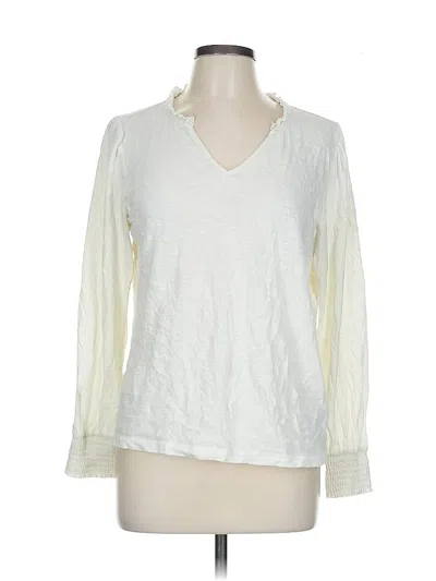 Pre-owned Sonoma Goods For Life Long Sleeve Top Ivory V Neck Tops In White