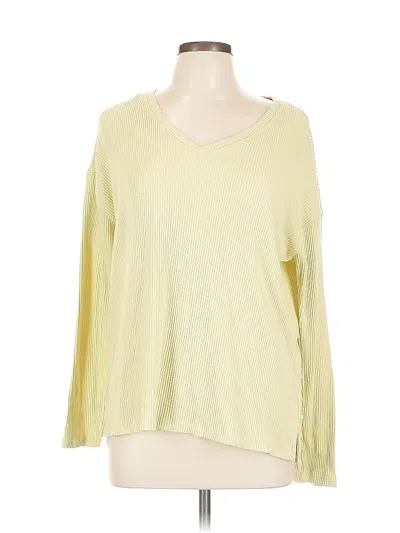 Pre-owned Sonoma Goods For Life Long Sleeve Top Yellow V Neck Tops