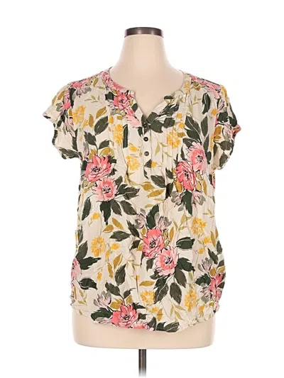 Pre-owned Sonoma Goods For Life Short Sleeve Blouse In Tan