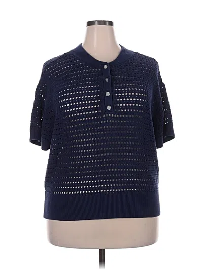 Pre-owned Sonoma Goods For Life Short Sleeve Henley Shirt In Blue