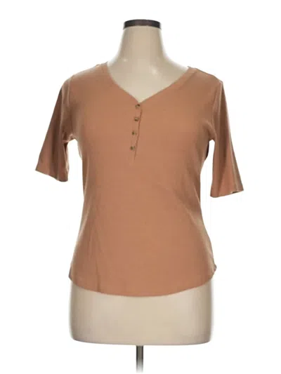 Pre-owned Sonoma Goods For Life Short Sleeve Henley Shirt In Brown