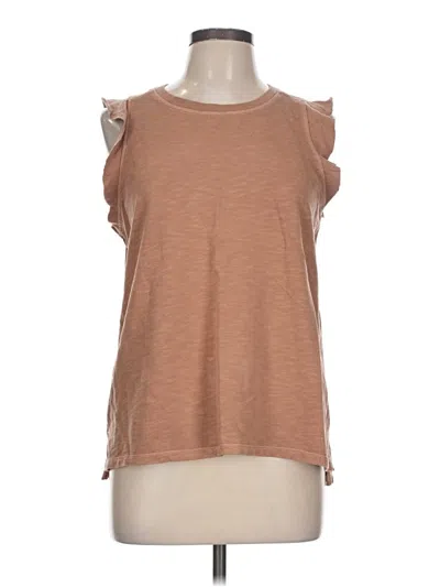 Pre-owned Sonoma Goods For Life Short Sleeve Top Brown Cold Shoulder Neckline Tops