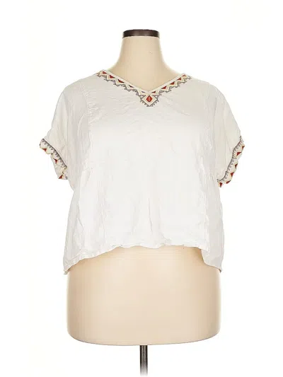 Pre-owned Sonoma Goods For Life Short Sleeve Top White Keyhole Neckline Tops