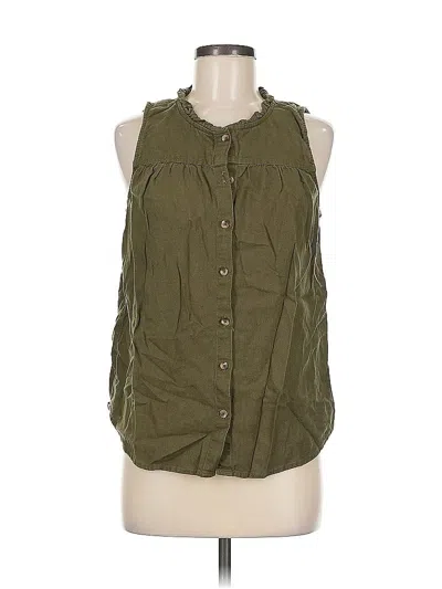 Pre-owned Sonoma Goods For Life Sleeveless Button Down Shirt In Green