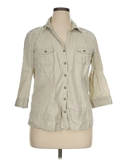 Pre-owned Sonoma Life + Style 3/4 Sleeve Button Down Shirt In Tan
