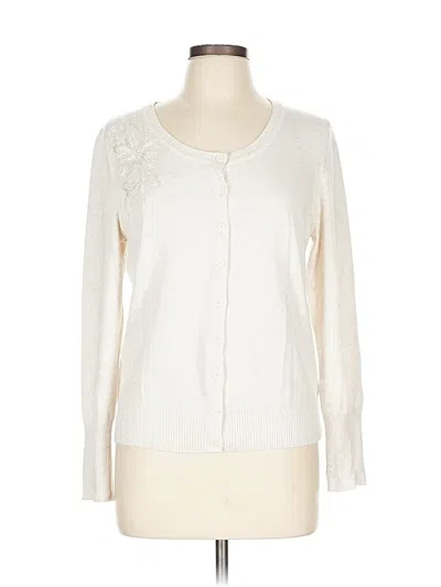 Pre-owned Sonoma Life + Style Cardigan Sweater In White