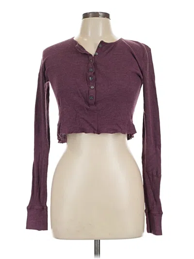 Pre-owned Sonoma Life + Style Long Sleeve Henley Shirt In Burgundy