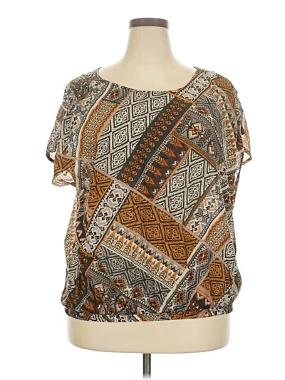 Pre-owned Sonoma Life + Style Short Sleeve Blouse In Brown