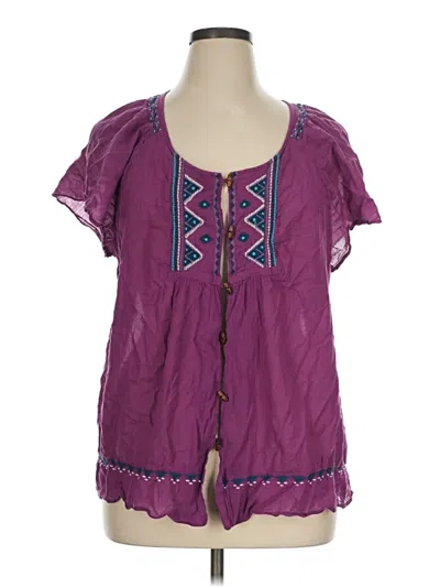 Pre-owned Sonoma Life + Style Short Sleeve Blouse In Purple