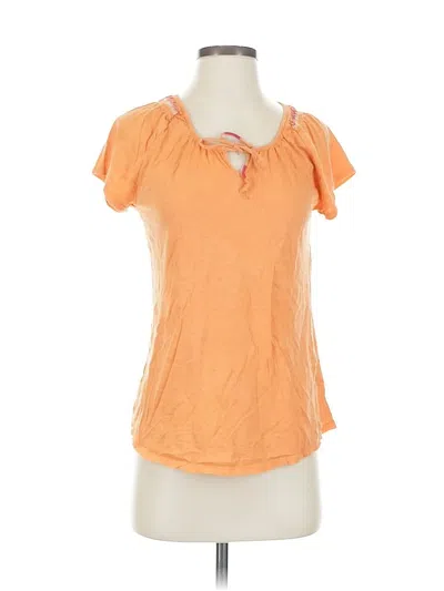 Pre-owned Sonoma Life + Style Short Sleeve Top Orange Keyhole Neckline Tops
