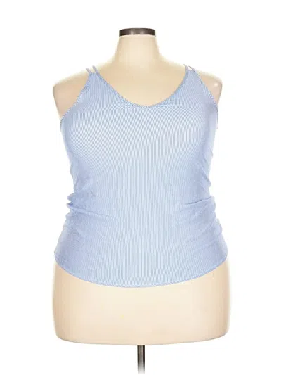 Pre-owned Sonoma Life + Style Sleeveless Top Blue Stripes Pattern V-neck Tops