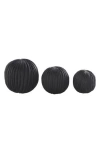 Sonoma Sage Home 3-piece Black Teak Wood Decorative Orbs In Black
