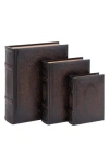 Sonoma Sage Home Faux Wood Set Of 3 Storage Book Boxes In Dark Brown