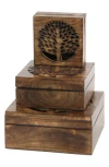 Sonoma Sage Home Handmade Wood Tree Set Of 3 Storage Boxes In Brown