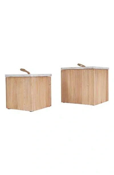 Sonoma Sage Home Set Of 2 Brown Wooden Decorative Keepsake Boxes