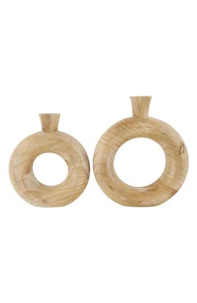 Sonoma Sage Home Set Of 2 Wood Vases In Brown