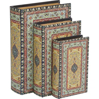 Sonoma Sage Home Set Of 3 Canvas Faux Book Boxes In Multi Colored