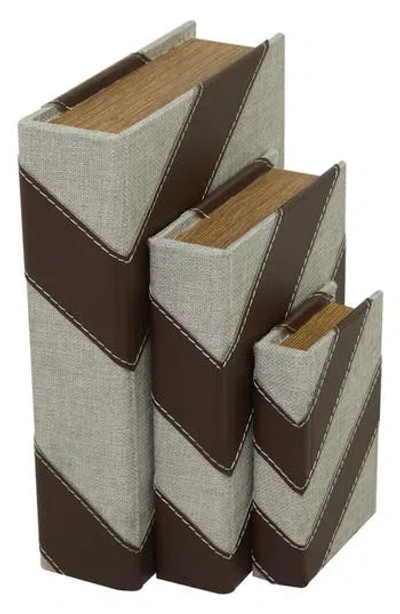 Sonoma Sage Home Set Of 3 Faux Book Boxes In Dark Brown