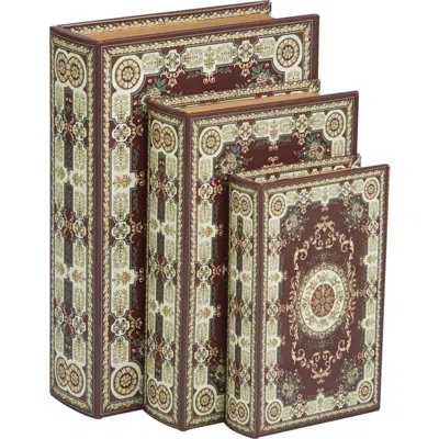 Sonoma Sage Home Set Of 3 Faux Book Boxes In Red